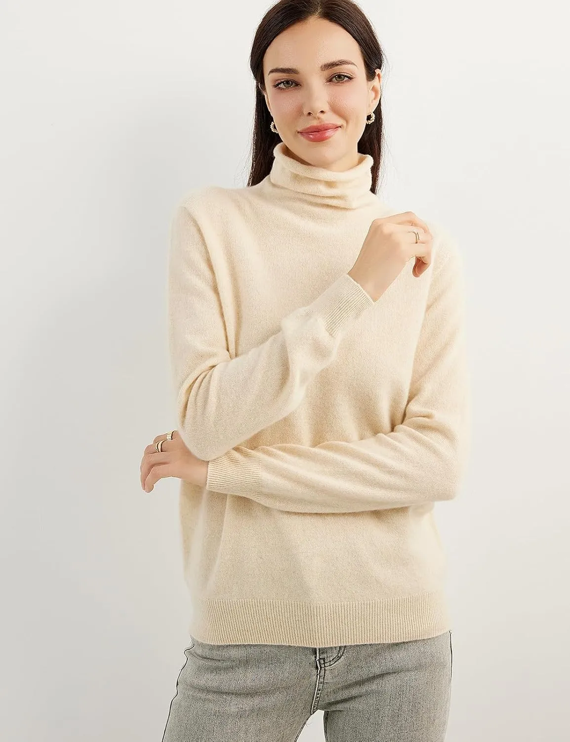 100% Pure Cashmere Women's Sweater Turtleneck Long Sleeve Warm Soft 2025 Fall Winter Knit Pullover