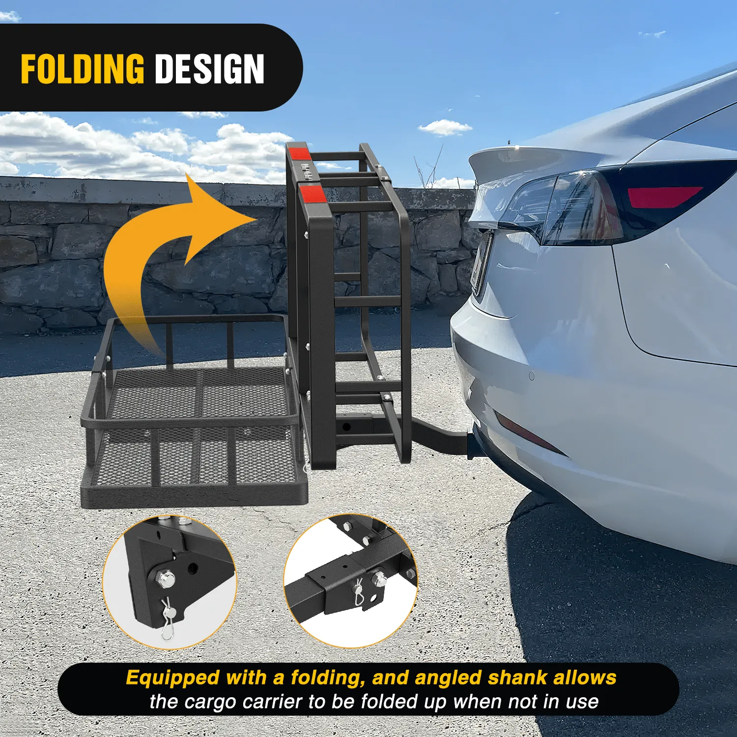 60 x 24 x 7.87 Inch Hitch Cargo Carrier Fits 2-Inch Receiver With Waterproof Cargo Bag Cargo Net Ratchet Straps