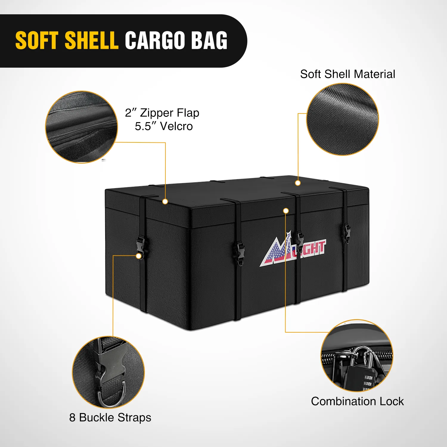 60 x 24 x 7.87 Inch Hitch Cargo Carrier Fits 2-Inch Receiver With Waterproof Cargo Bag Cargo Net Ratchet Straps