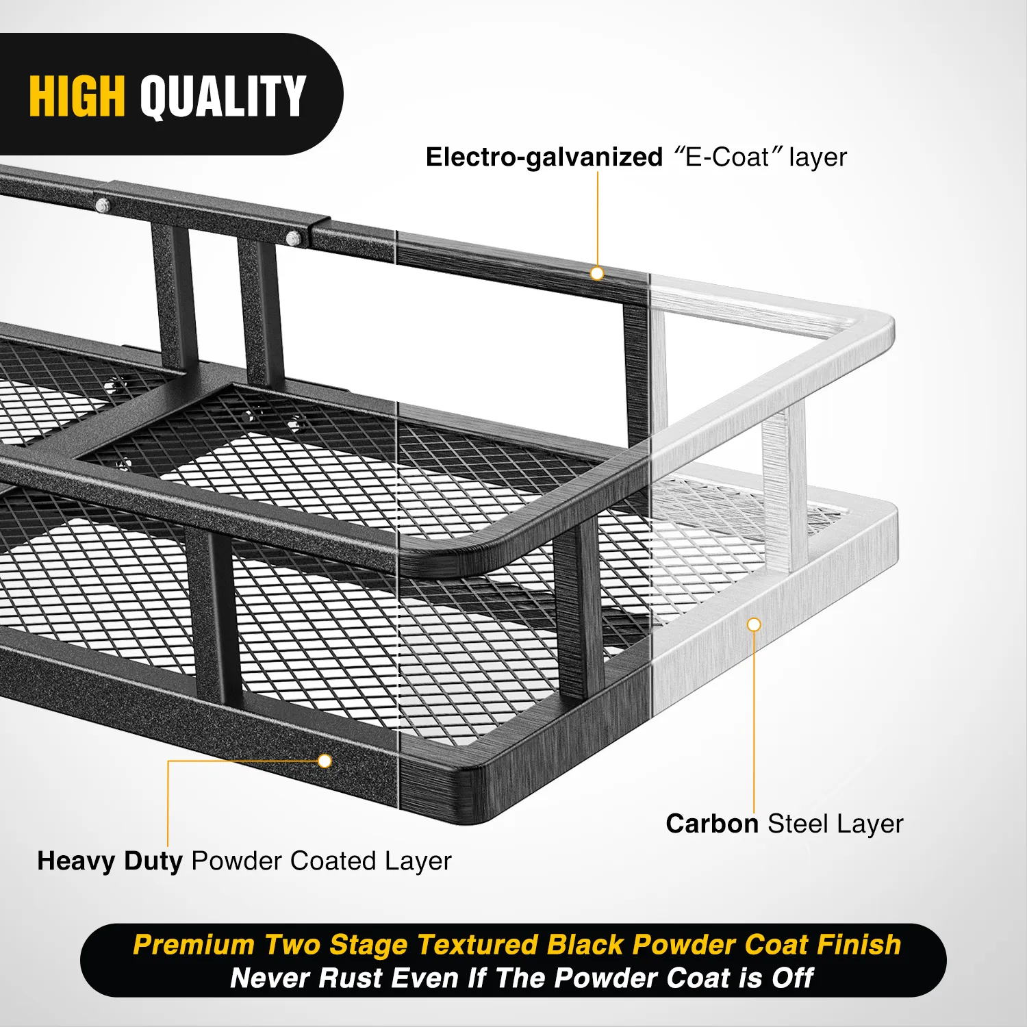 60 x 24 x 7.87 Inch Hitch Cargo Carrier Fits 2-Inch Receiver With Waterproof Cargo Bag Cargo Net Ratchet Straps