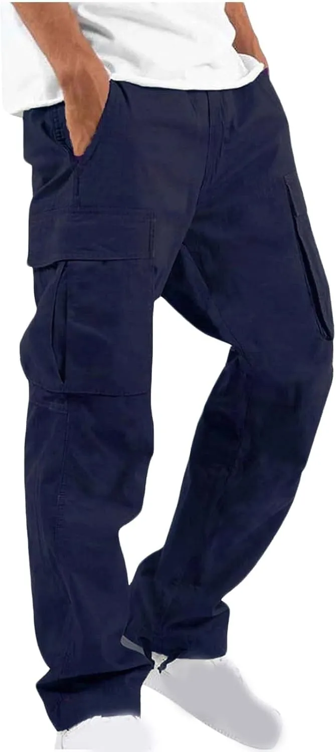 Anjikang Cargo Pants for Men Plus Size Casual Work Hiking Pants Baggy Tactical Workout Joggers Sweatpants with Multi Pockets
