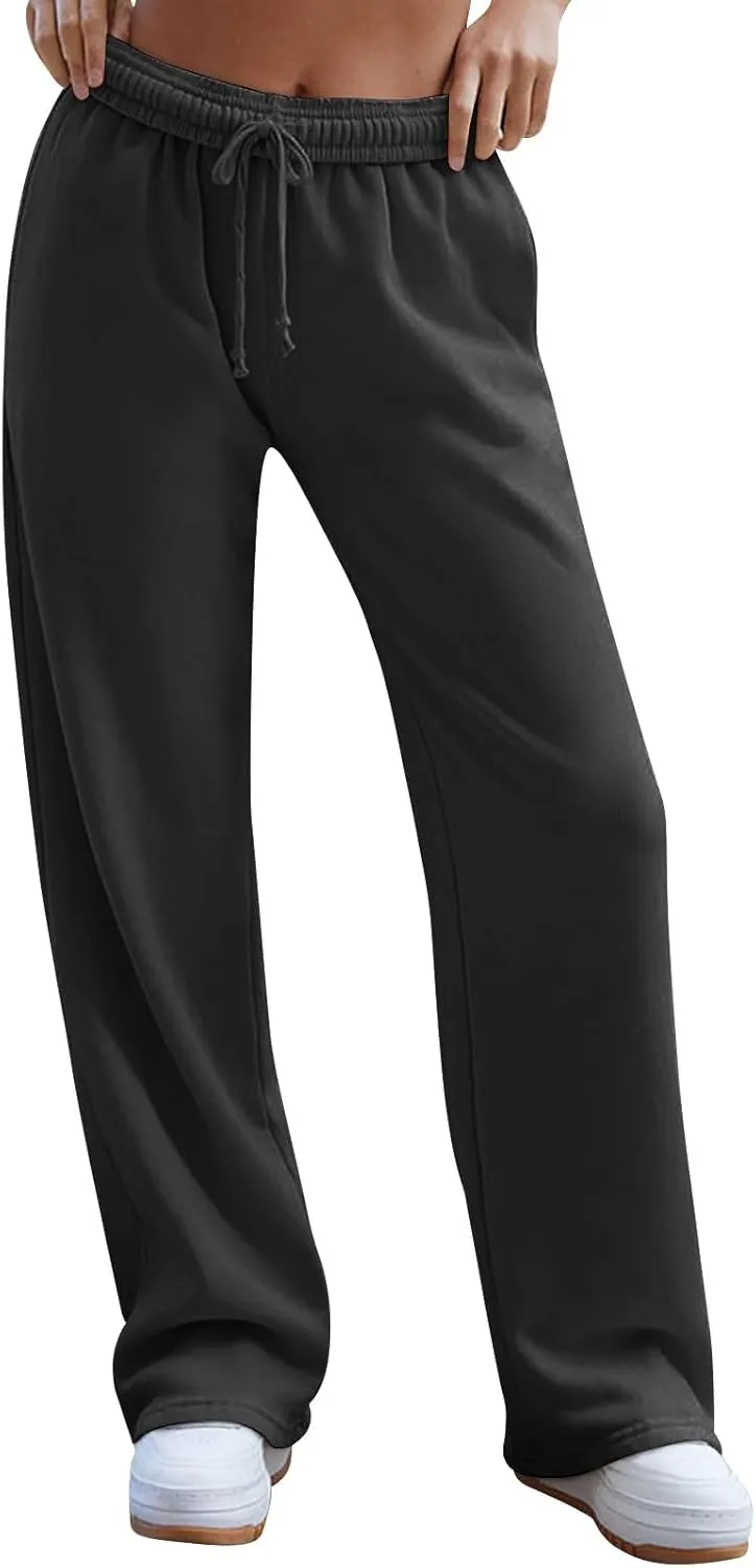 Baggy Wide Leg Sweatpants for Women Low Ries Drawstring Joggers Comfy Lounge Pants Gym Athletic Pants with Pockets