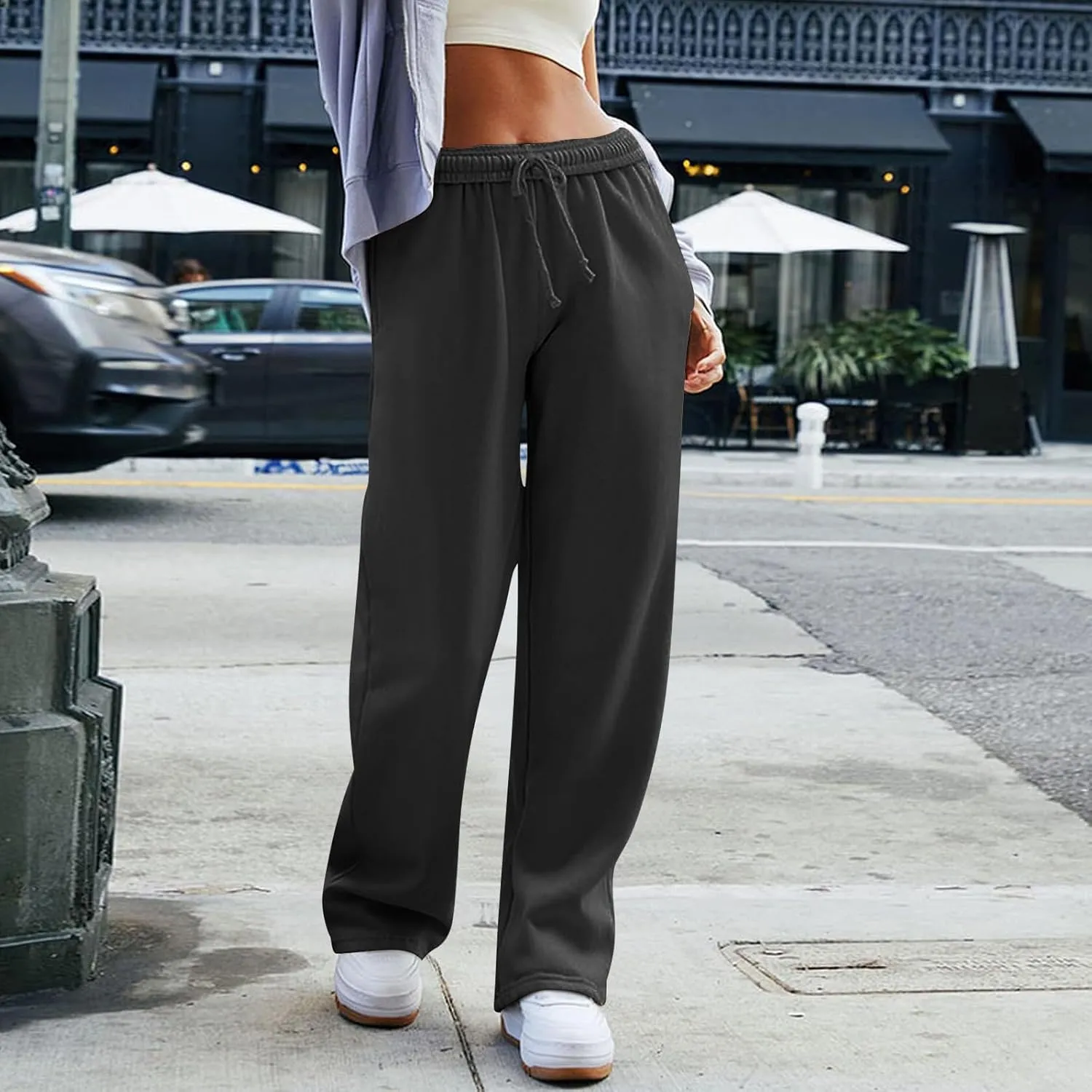 Baggy Wide Leg Sweatpants for Women Low Ries Drawstring Joggers Comfy Lounge Pants Gym Athletic Pants with Pockets
