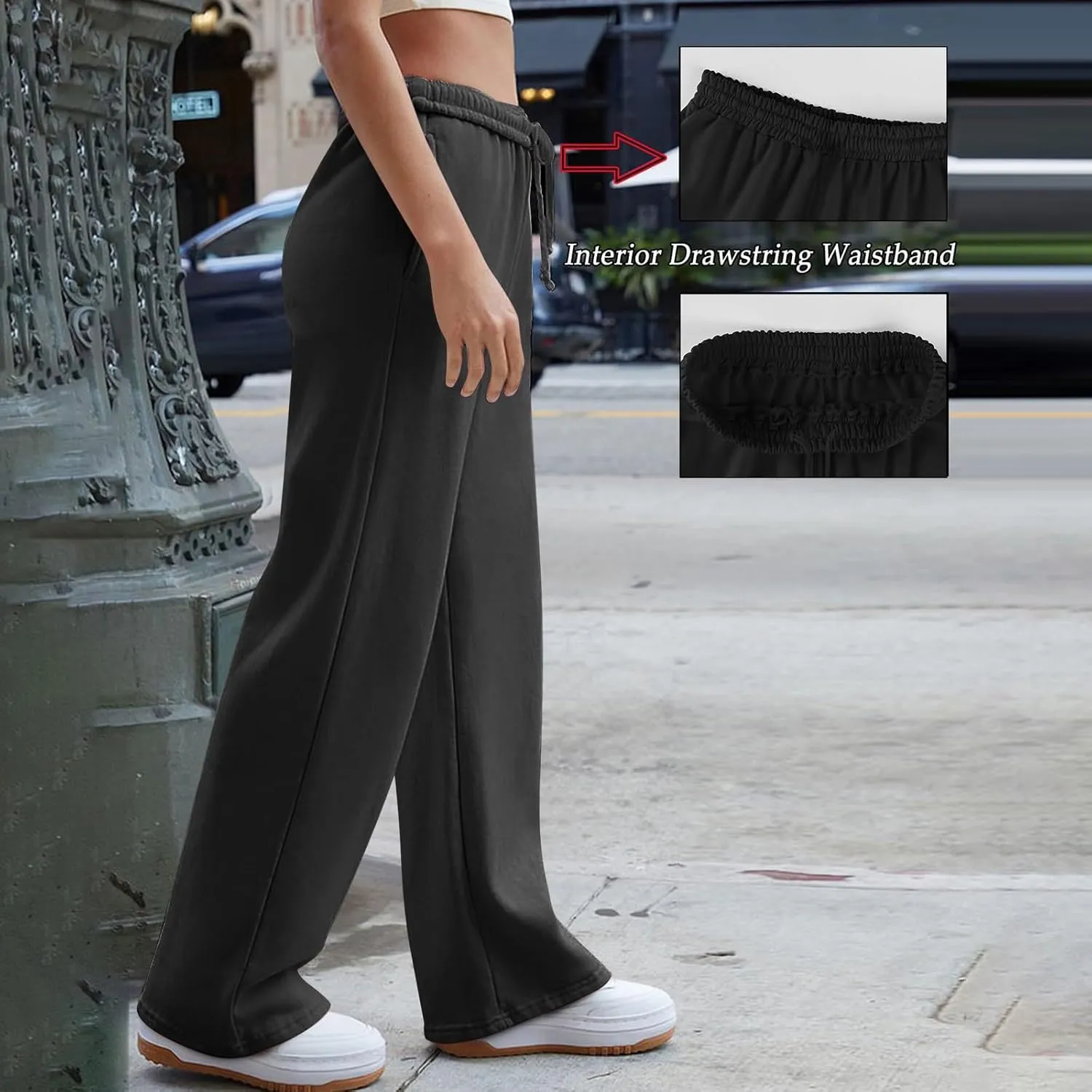 Baggy Wide Leg Sweatpants for Women Low Ries Drawstring Joggers Comfy Lounge Pants Gym Athletic Pants with Pockets