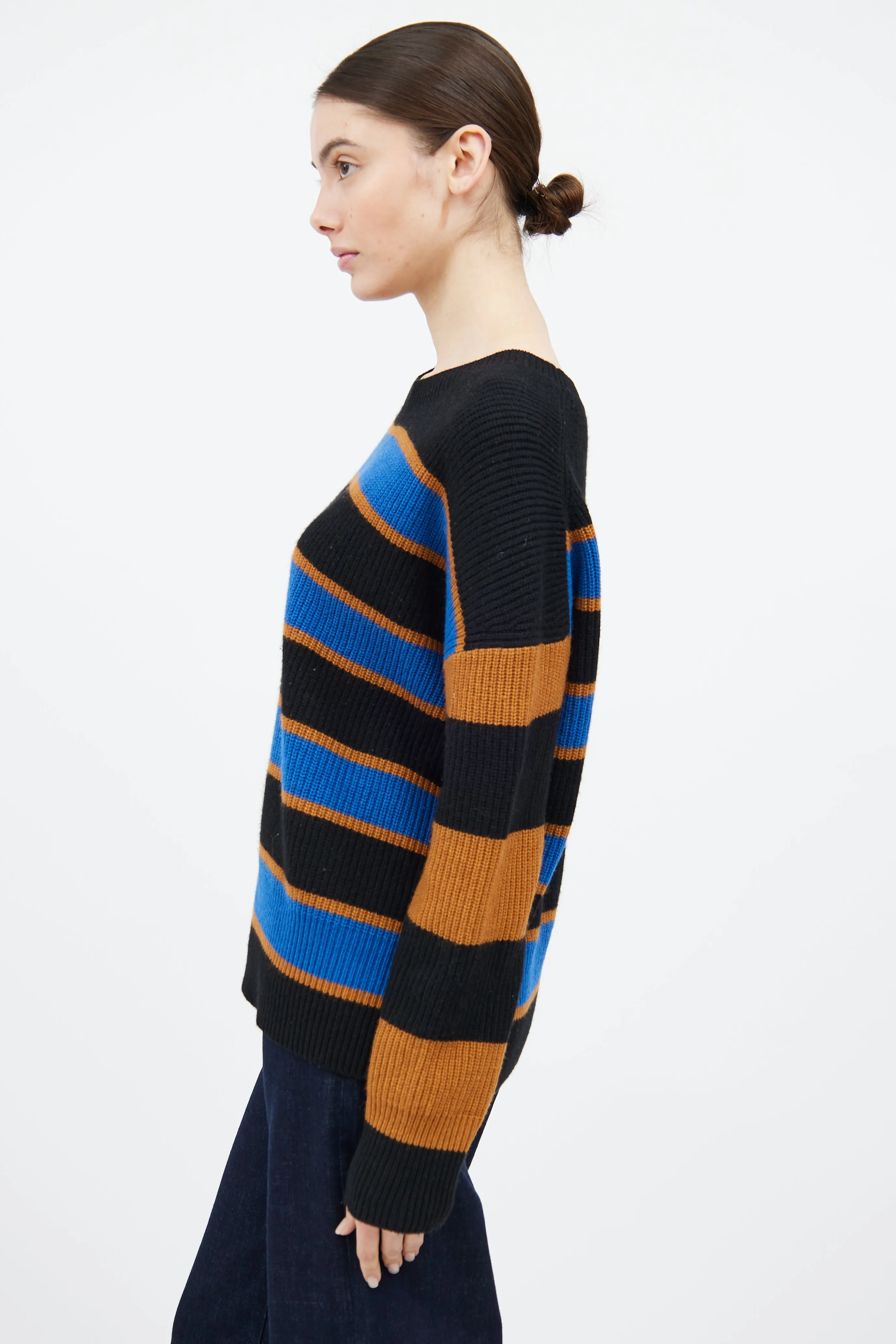 Black & Multicolour Striped Sweater