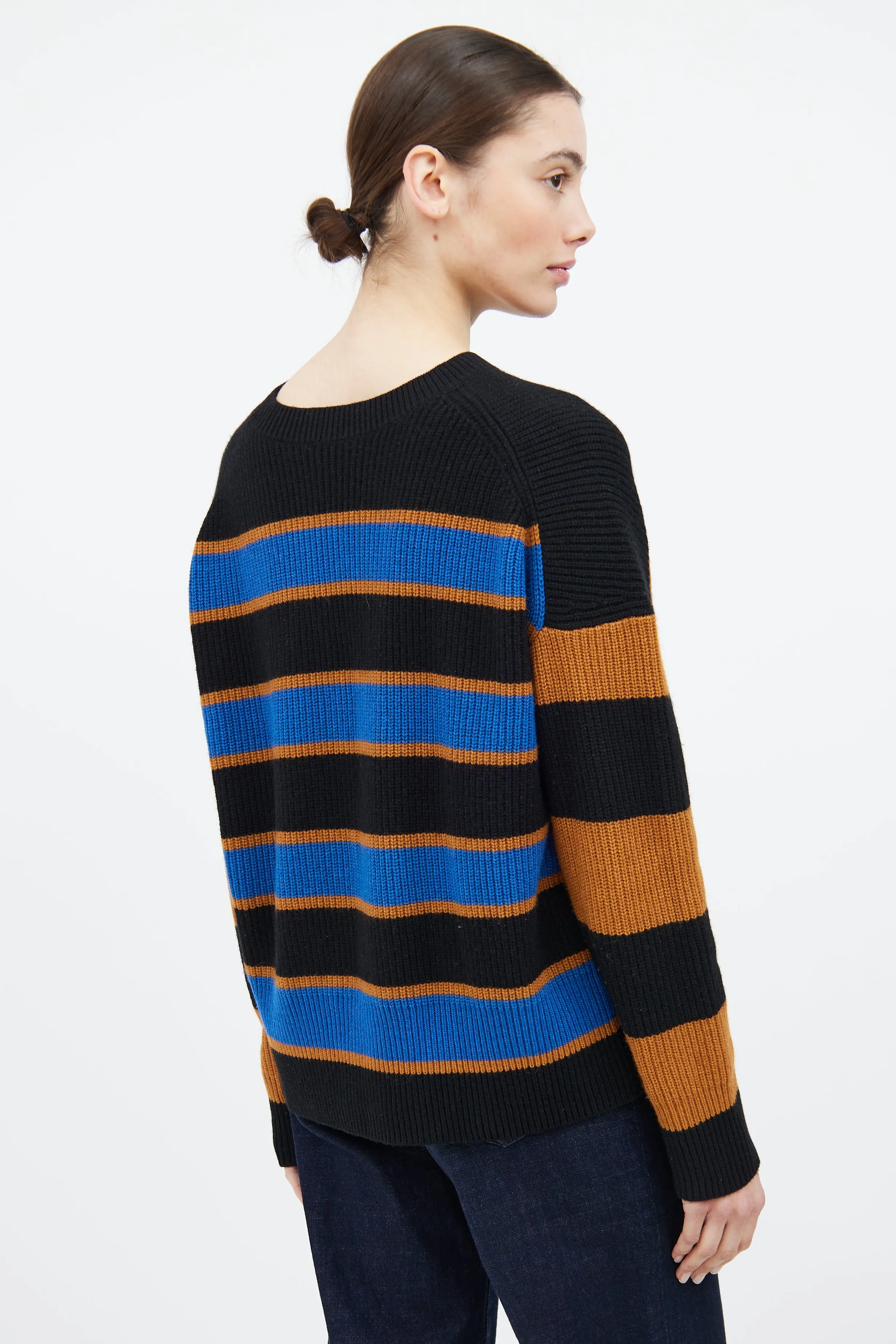 Black & Multicolour Striped Sweater