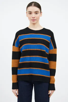 Black & Multicolour Striped Sweater