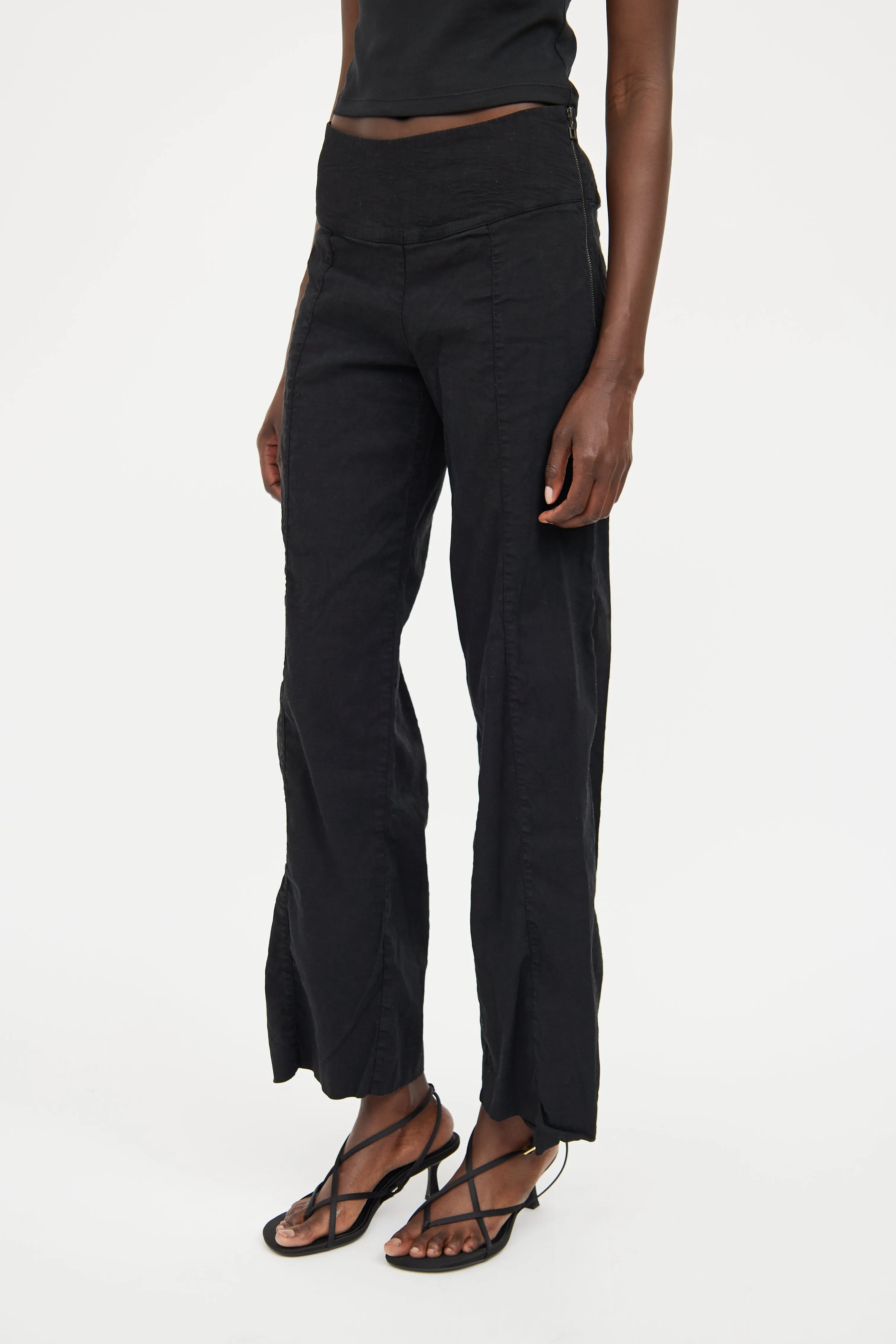 Black Panel Straight Leg Pant