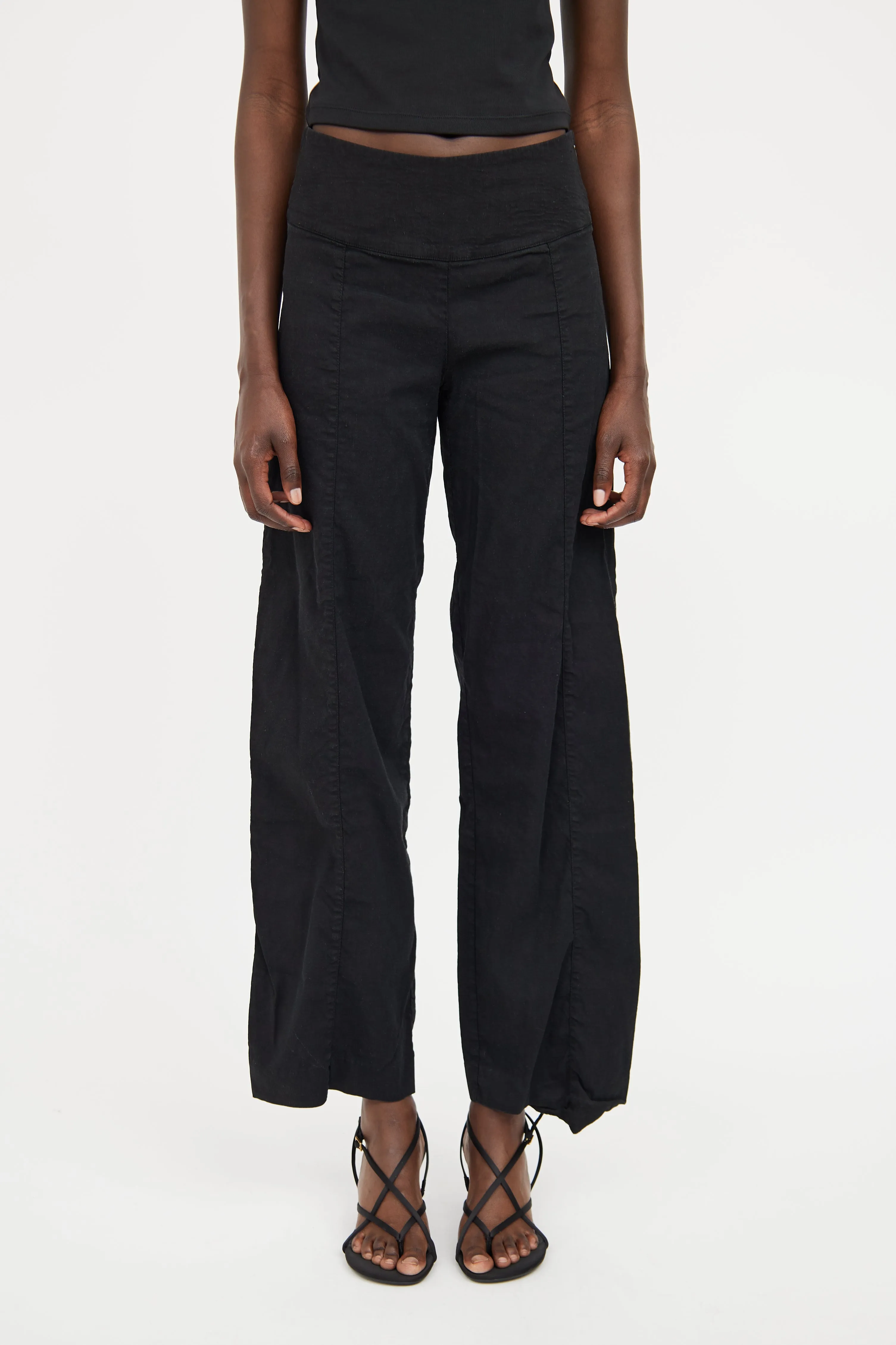 Black Panel Straight Leg Pant