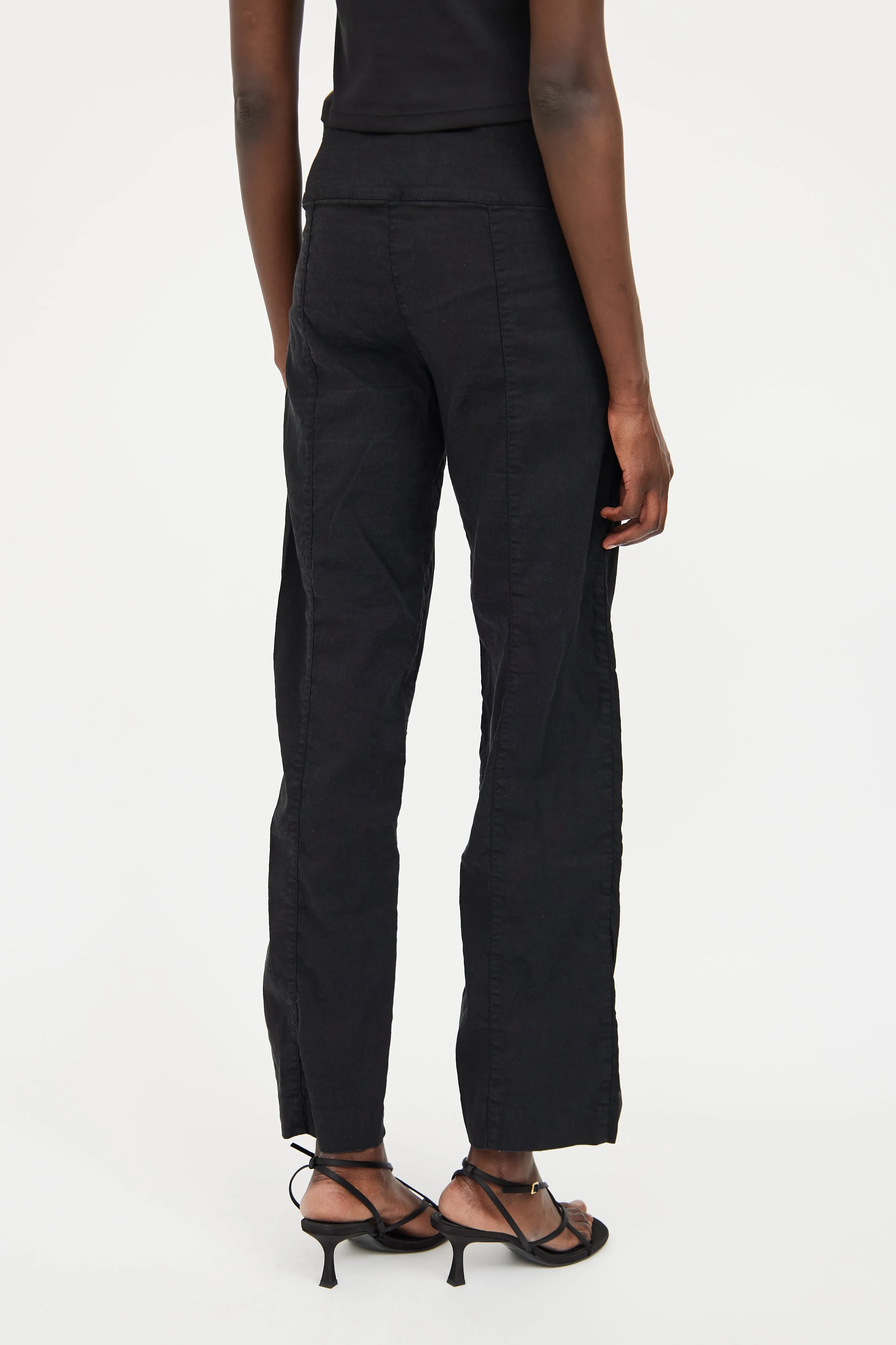 Black Panel Straight Leg Pant