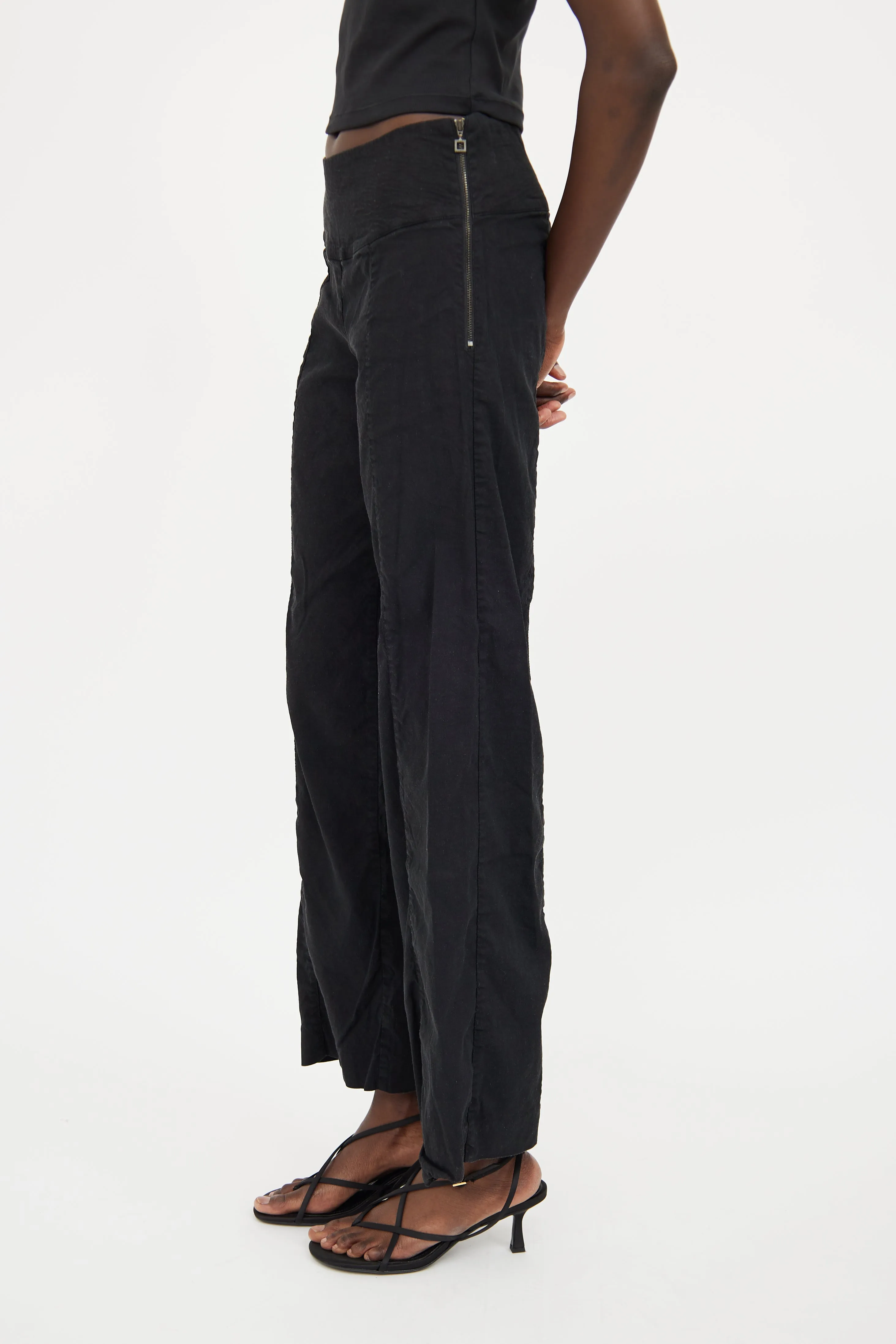 Black Panel Straight Leg Pant
