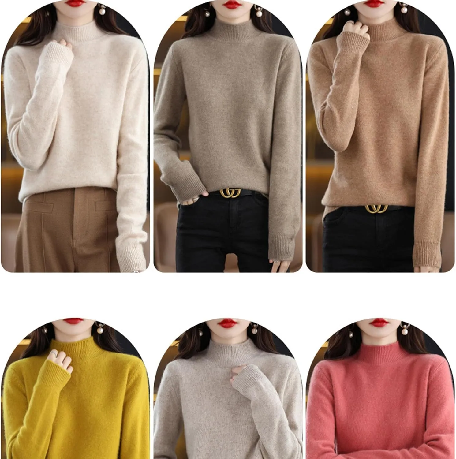 Blueorxy Cashmere Sweaters for Women, Lightweight Cashmere Classic-Fit Pullover Long Sleeve Sweater (I,XL)