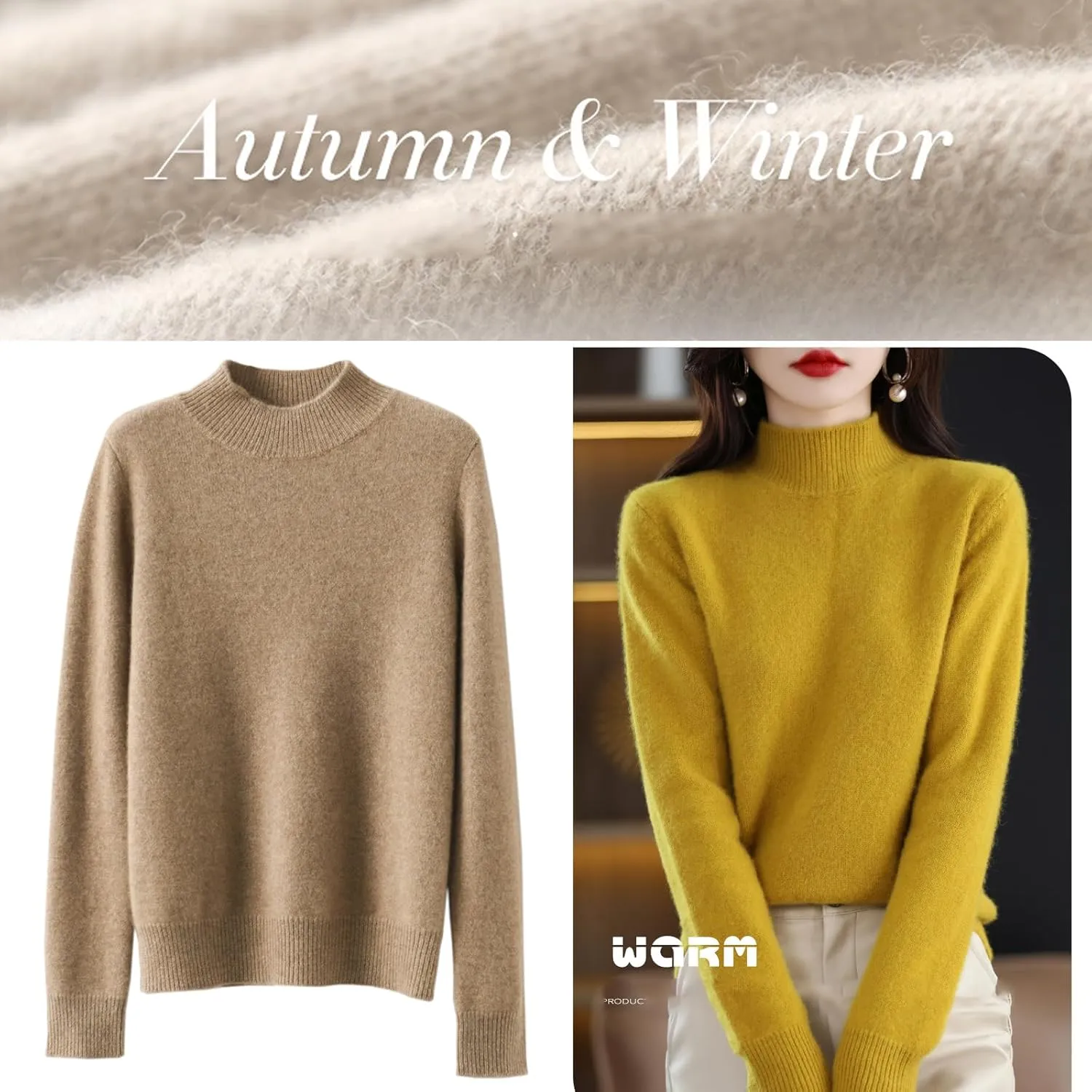 Blueorxy Cashmere Sweaters for Women, Lightweight Cashmere Classic-Fit Pullover Long Sleeve Sweater (I,XL)