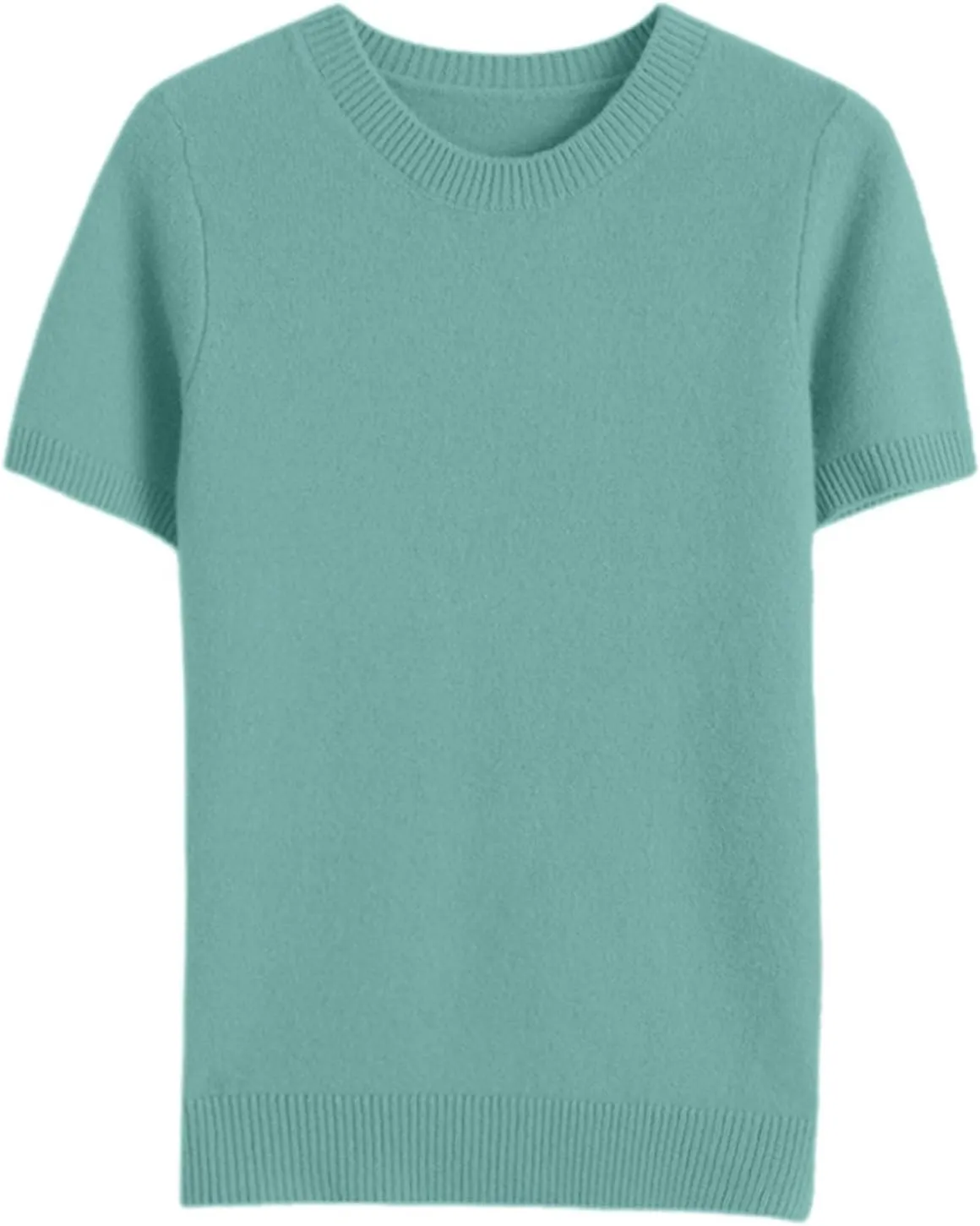 Cashmere Sweaters for Women 2024 Casual Crew Neck Loose Fit Short Sleeve Sweater Cashmere Blend Trendy 2024