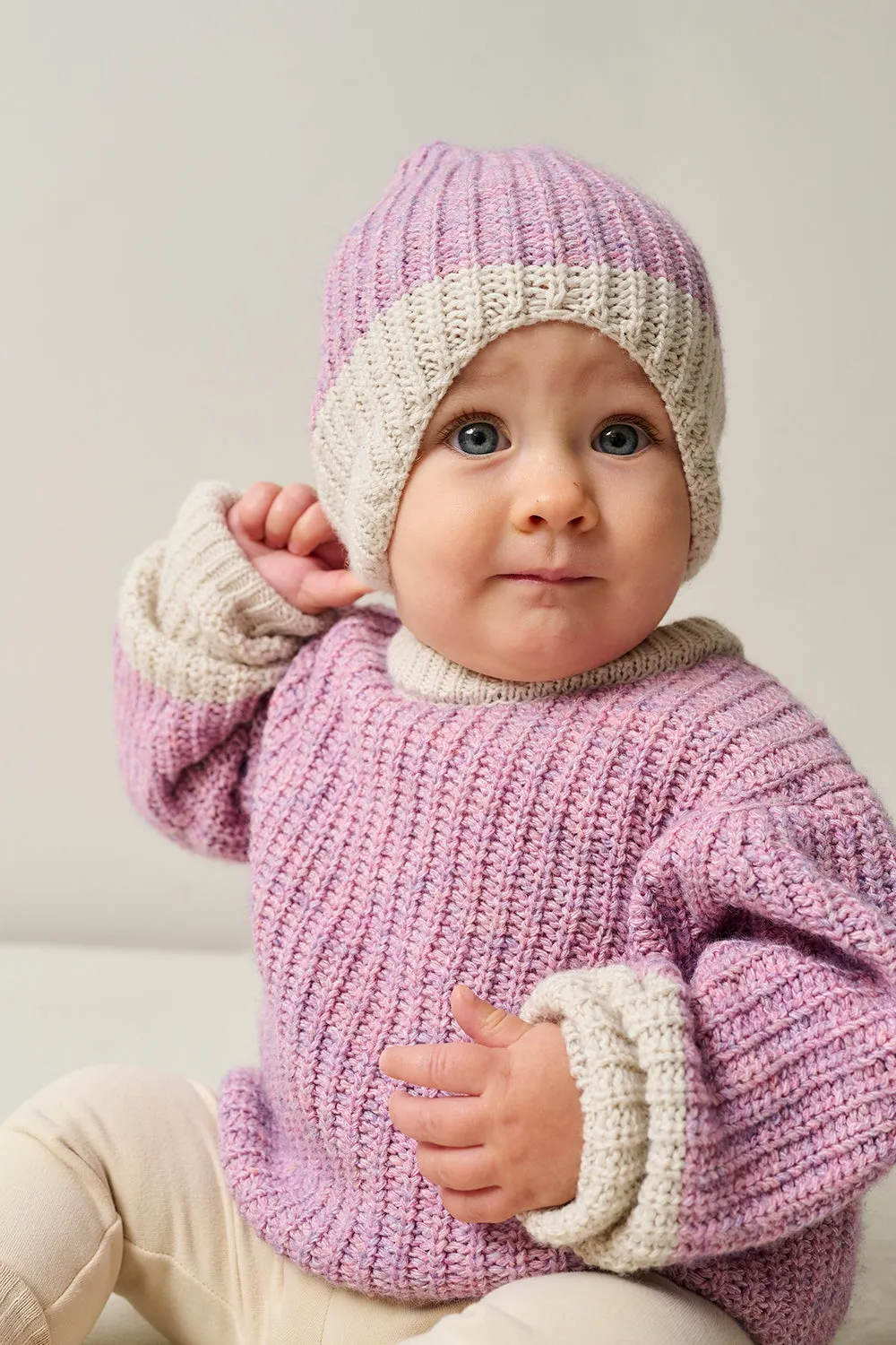 Color block tricot baby sweater