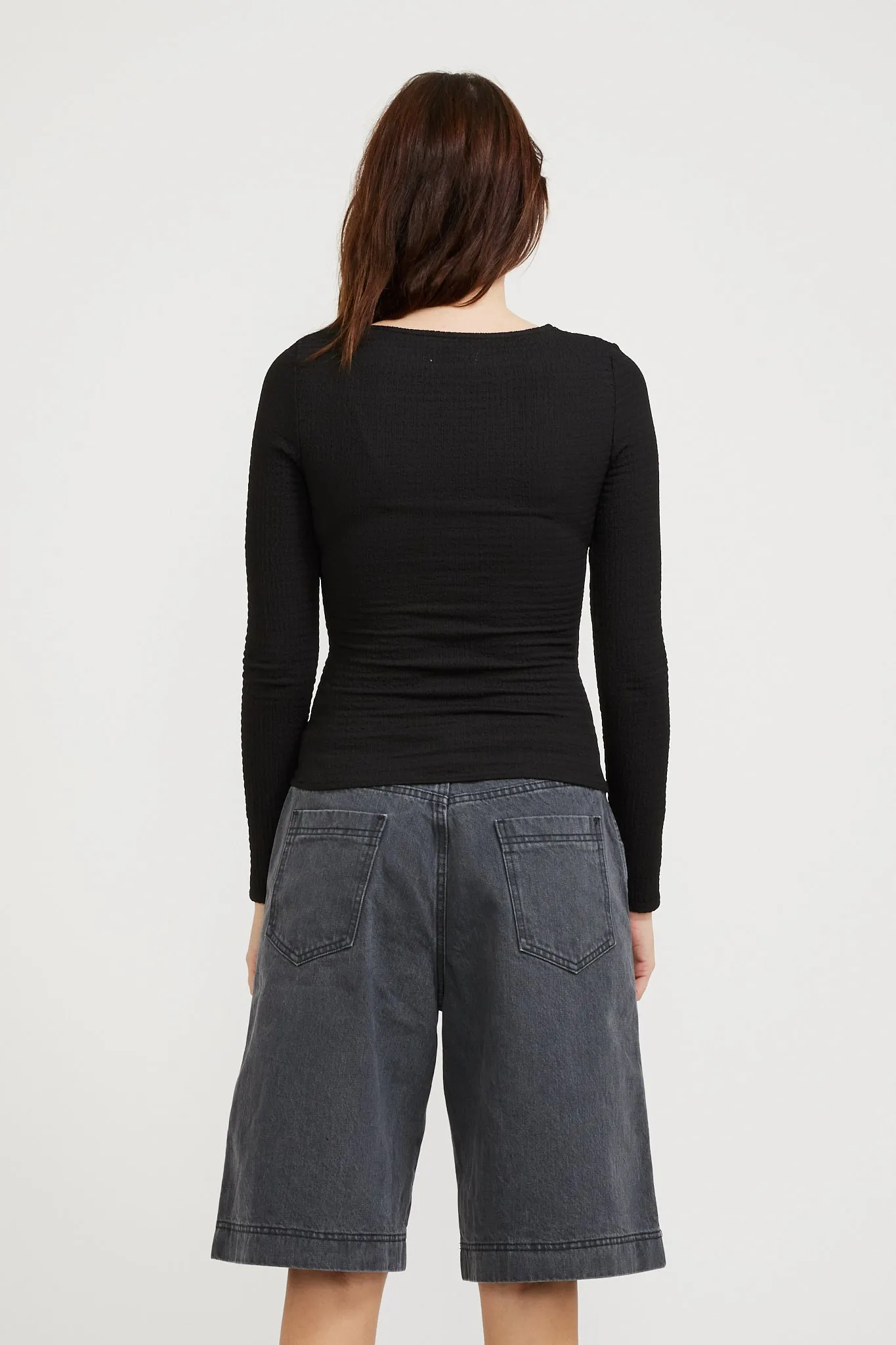 Crinkle L/S Top Black