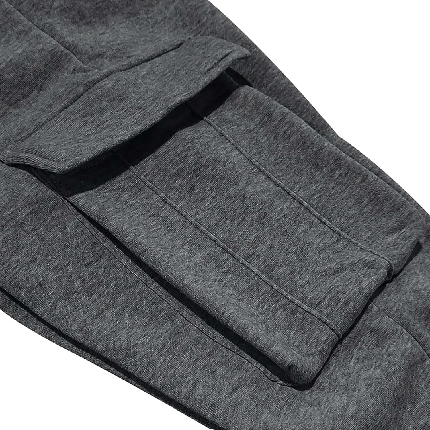 Fleece Lined Cargo Sweatpants for Men Baggy Drawstring Waist Joggers with Pockets Gym Workout Heavyweight Trousers