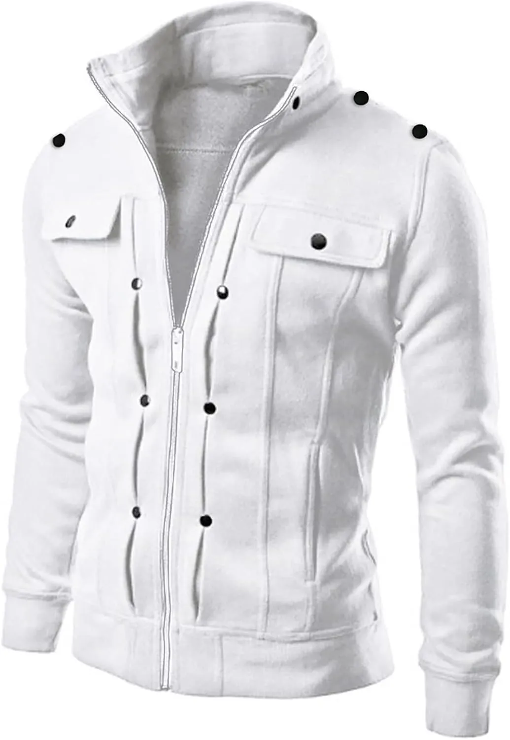 Full Zip up Sweatshirt Jacket for Men Stand Collar Slim Fit Athletic Track Jacket Long Sleeve Mock Neck Sweatshirt