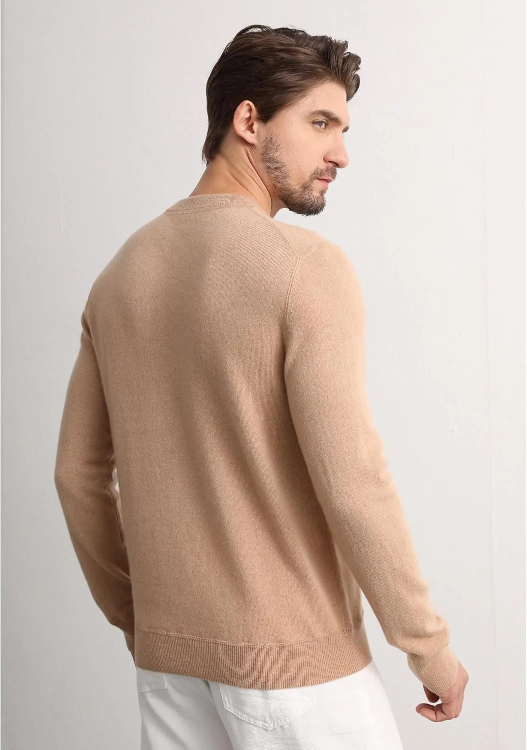 GreenMount Cashmere Sweaters for Men Essential Base Crewneck Long Sleeve Pullover Sweater