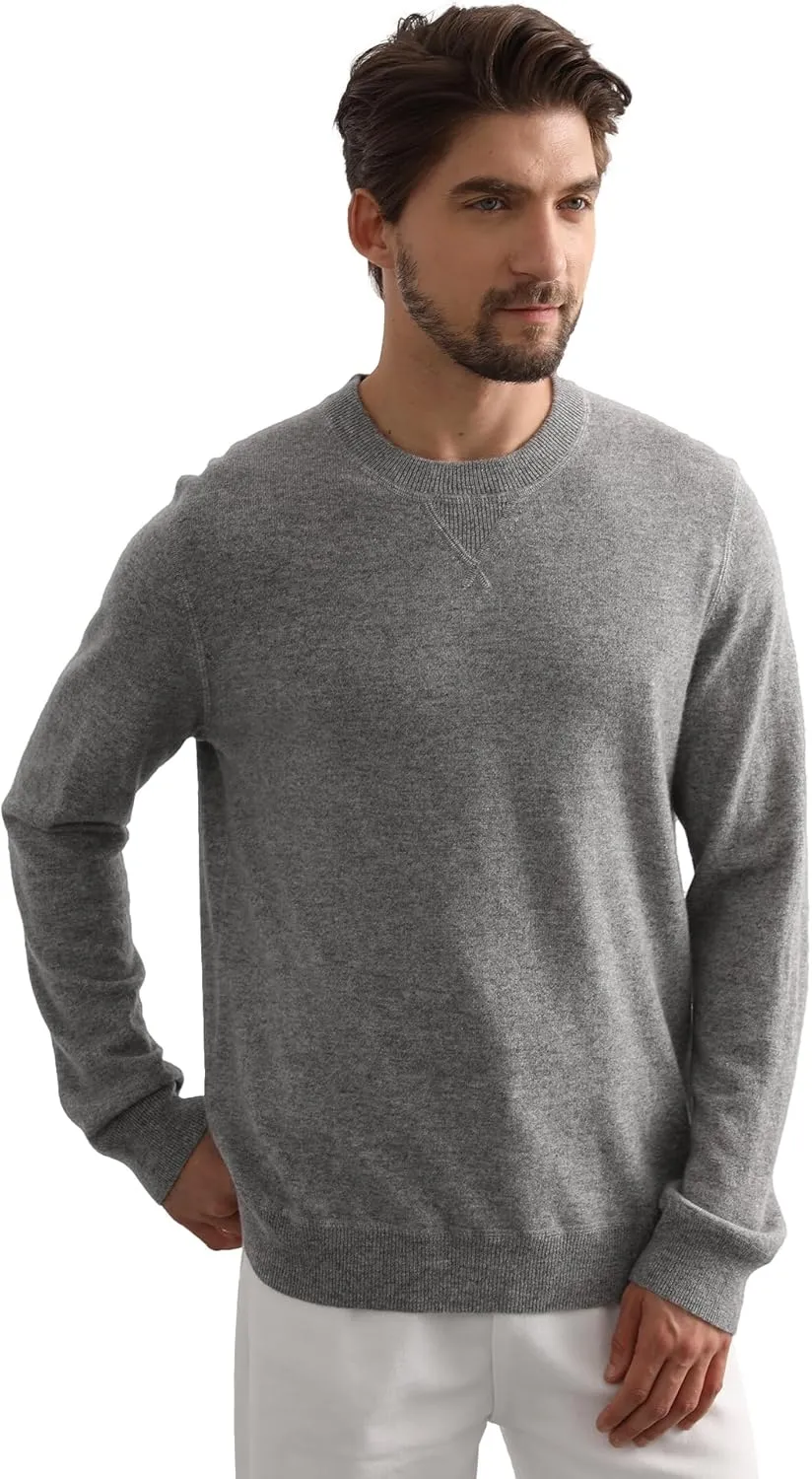 GreenMount Cashmere Sweaters for Men Essential Base Crewneck Long Sleeve Pullover Sweater