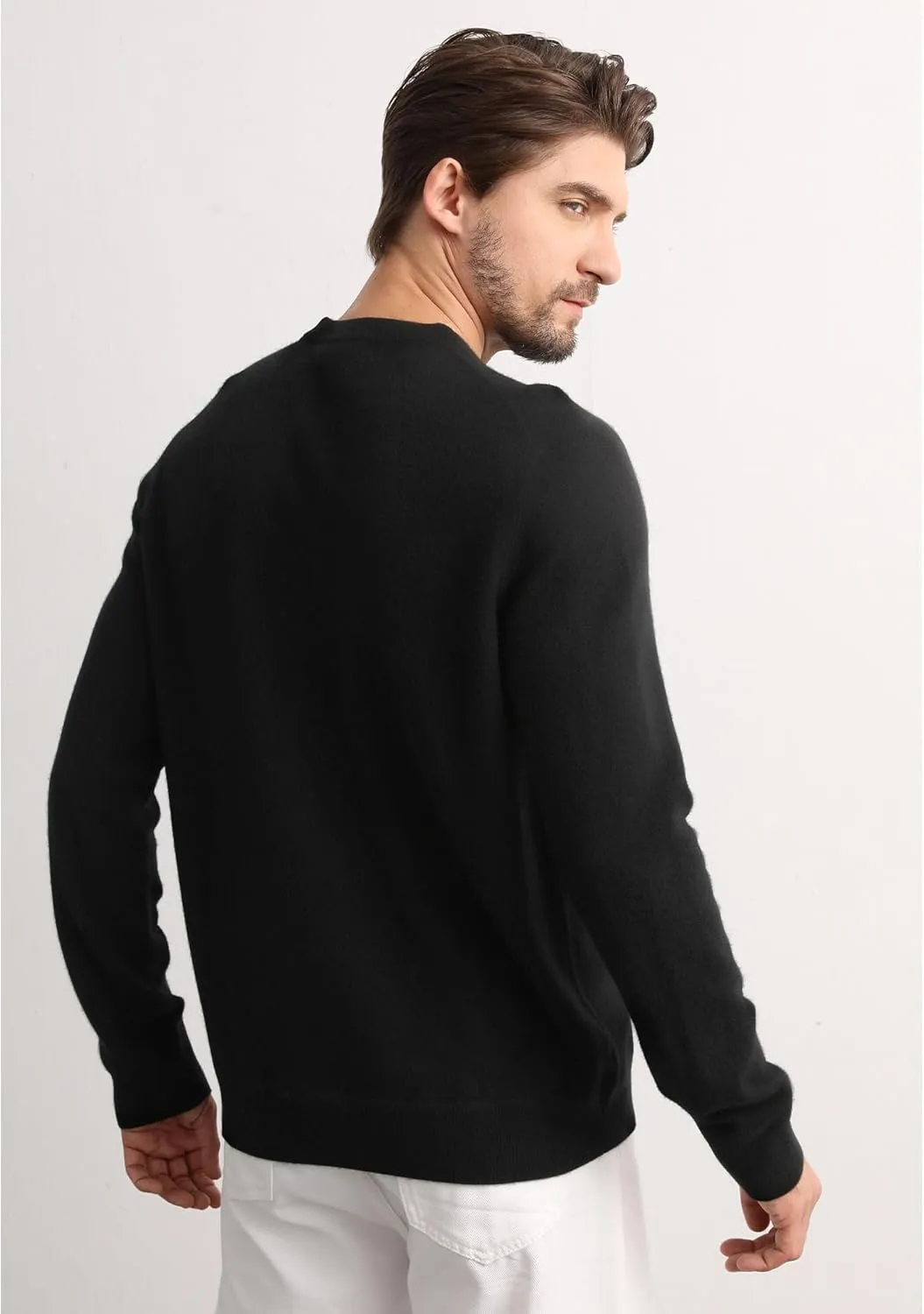 GreenMount Cashmere Sweaters for Men Essential Base Crewneck Long Sleeve Pullover Sweater