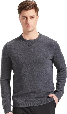 GreenMount Cashmere Sweaters for Men Essential Base Crewneck Long Sleeve Pullover Sweater