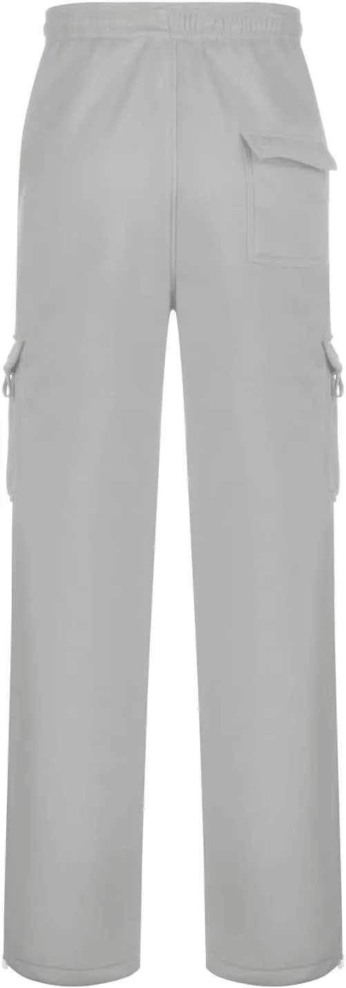 Heavy Cargo Sweatpants for Men Drawstring Baggy Jogger Cargo Pants Multi Pockets Open Bottom Athletic Workout Pants