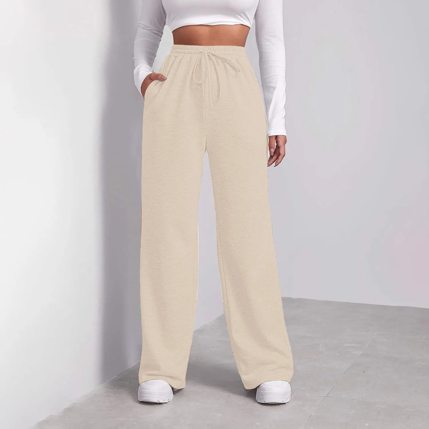 High Waisted Athletic Jogger Pants for Women Trendy Casual Drawstring Running Sweatpants Lounge Workout Jogging
