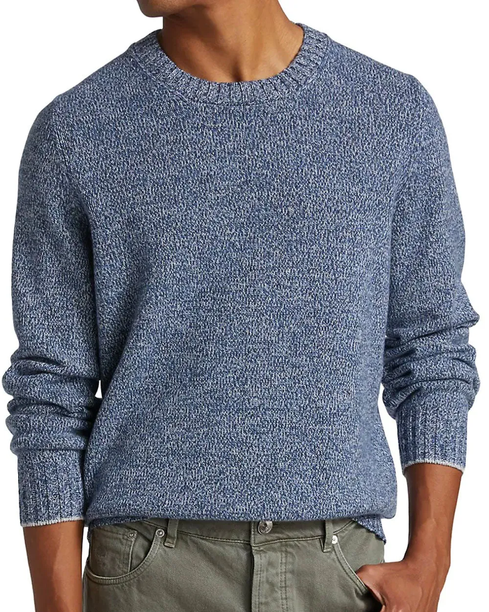 Melange Denim Blue Cashmere Blend Sweater
