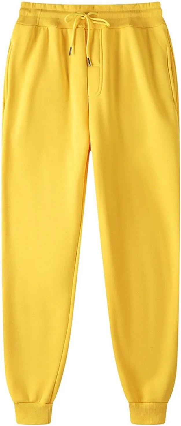 Mens Casual Joggers Pants Cotton Drawstring Cargo Pants Fashion Baggy Athletic Jogging Solid Sweatpants with Pocket