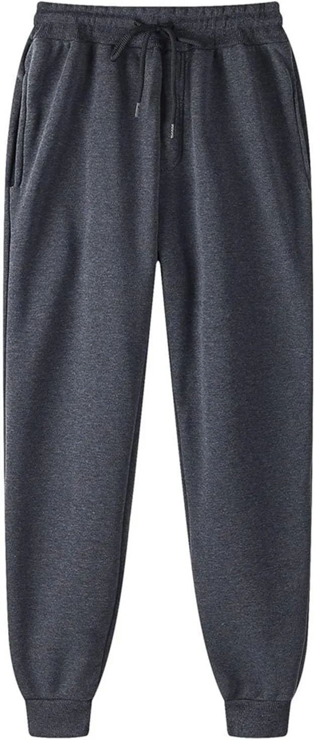 Mens Casual Joggers Pants Cotton Drawstring Cargo Pants Fashion Baggy Athletic Jogging Solid Sweatpants with Pocket