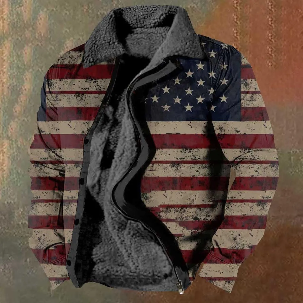 Men's Sherpa Lined Jacket Plus Size Heavyweight Fleece Lined Thermal Coat Casual Long Sleeve Zip Up Trucker Outerwear