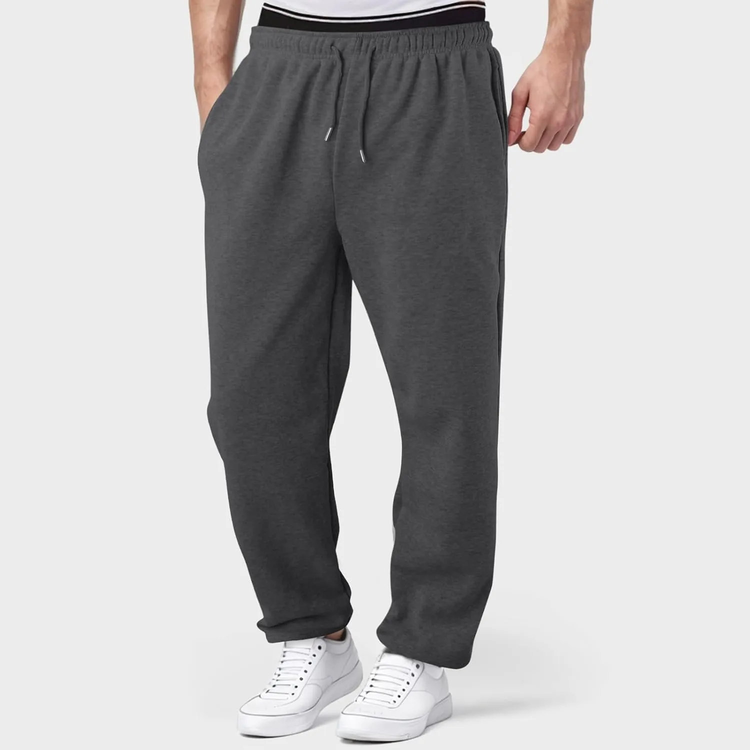 Mens Sweatpants with Pockets Mens Workout Jogger Drawsting Elastic aist Sweatpants Lightweight Solid Color Running Pants
