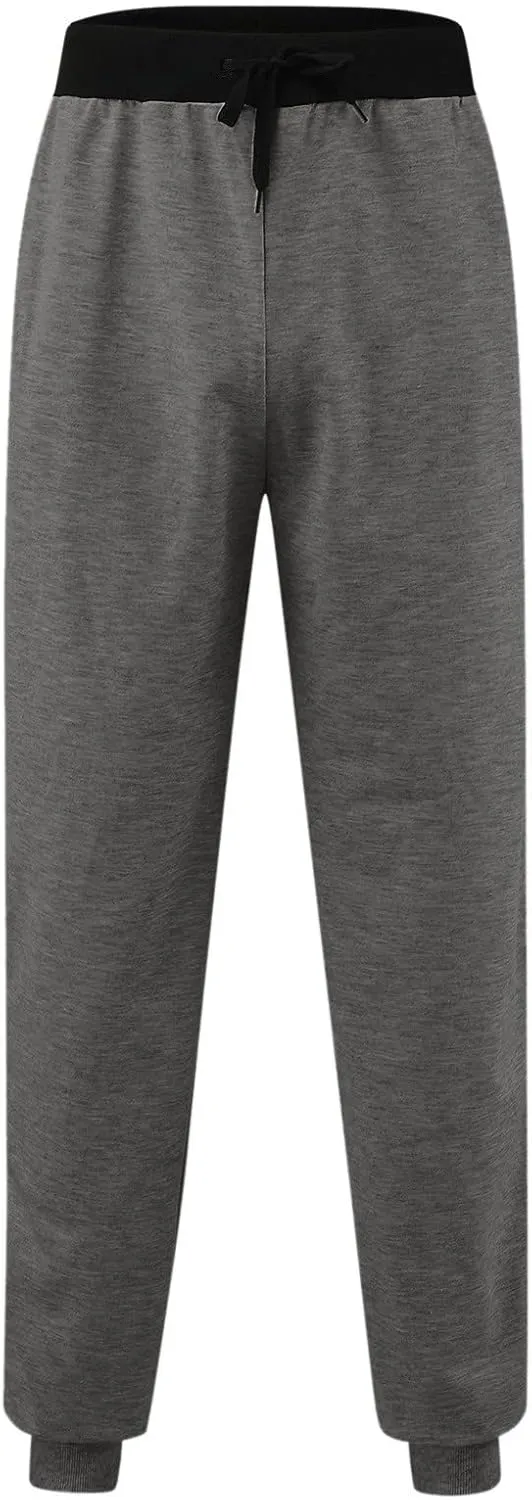 Mens Warm Fleece Sweatpants Winter Joggers Pants Sherpa Lined Athletic Sweatpants with Zipper Pockets