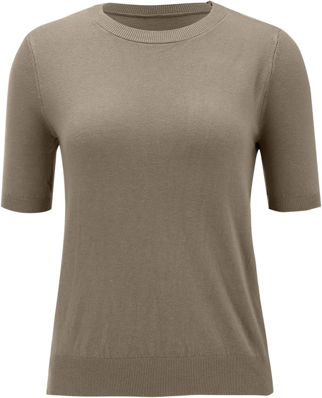 Short Sleeve Sweater for Women Crew Neck Pullover Sweaters Dressy Casual Loose Lightweight Ribbed Knit Sweater Tops