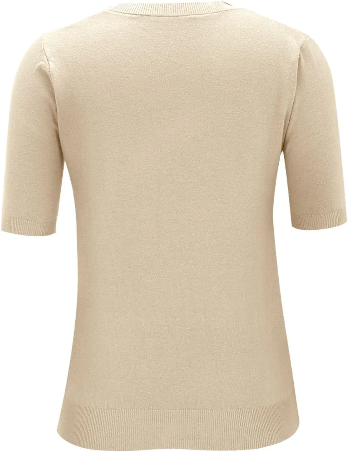 Short Sleeve Sweater for Women Crew Neck Pullover Sweaters Dressy Casual Loose Lightweight Ribbed Knit Sweater Tops
