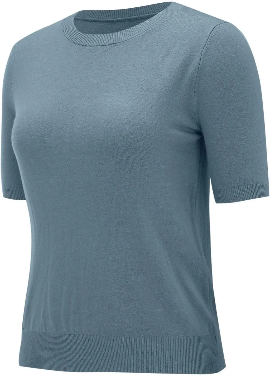 Short Sleeve Sweater for Women Crew Neck Pullover Sweaters Dressy Casual Loose Lightweight Ribbed Knit Sweater Tops