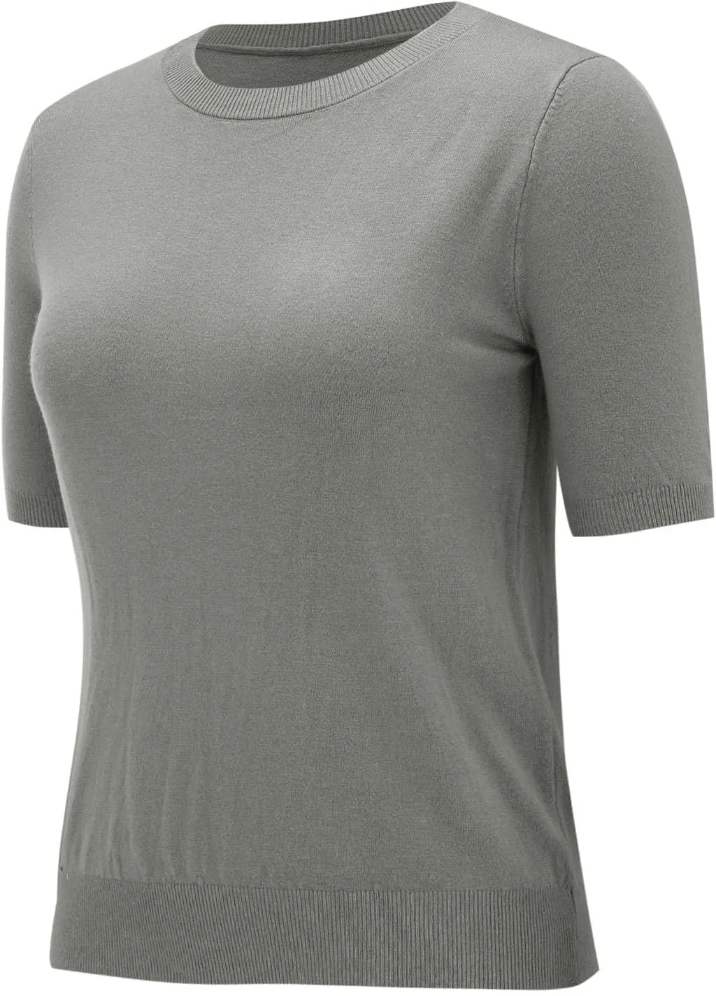 Short Sleeve Sweater for Women Crew Neck Pullover Sweaters Dressy Casual Loose Lightweight Ribbed Knit Sweater Tops