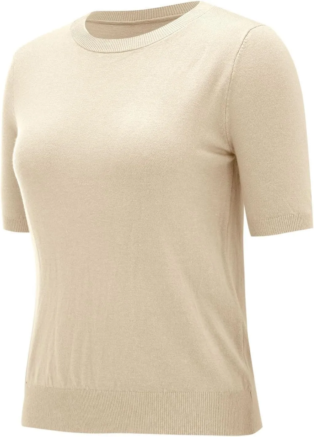Short Sleeve Sweater for Women Crew Neck Pullover Sweaters Dressy Casual Loose Lightweight Ribbed Knit Sweater Tops