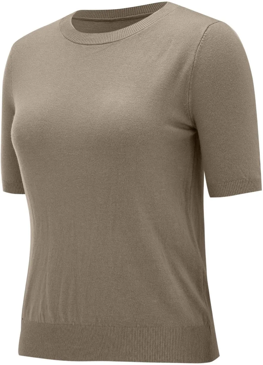 Short Sleeve Sweater for Women Crew Neck Pullover Sweaters Dressy Casual Loose Lightweight Ribbed Knit Sweater Tops