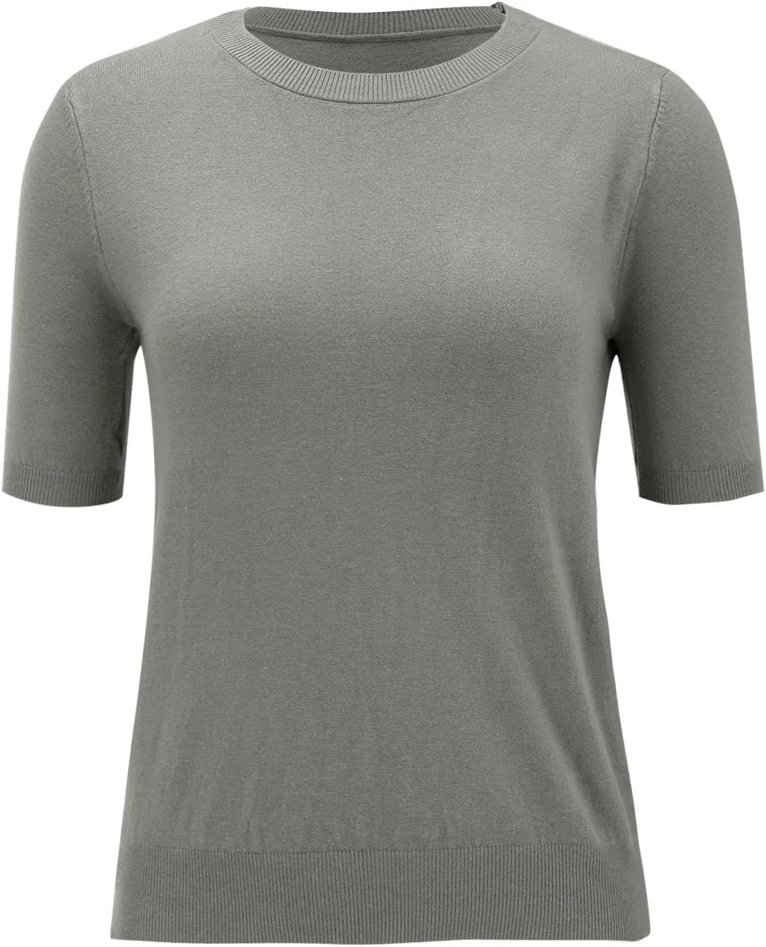 Short Sleeve Sweater for Women Crew Neck Pullover Sweaters Dressy Casual Loose Lightweight Ribbed Knit Sweater Tops