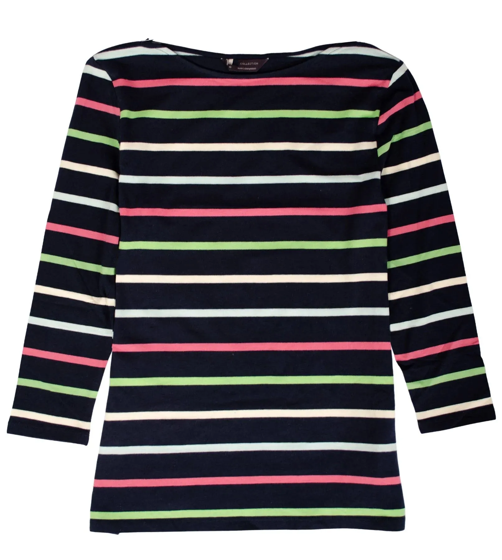 Striped cotton rich slash neck tops