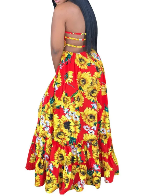 TastyHottie - Sexy Open Back Print Bandage Maxi Dress