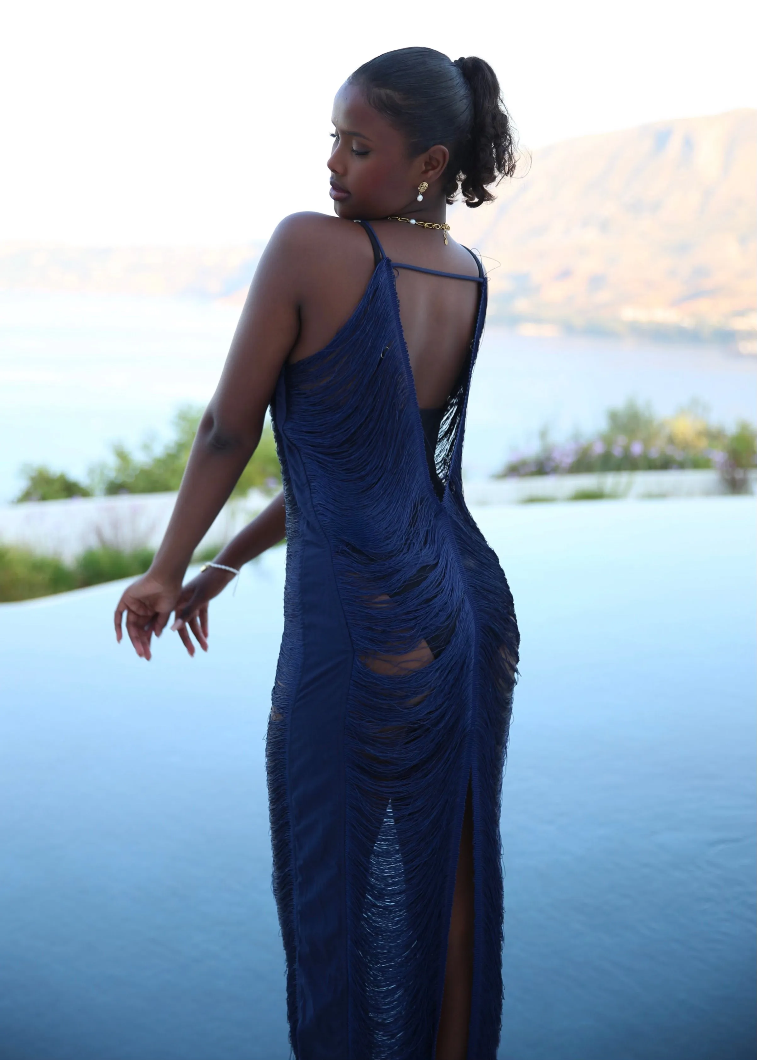 THE BLUE TASSEL MAXI DRESS