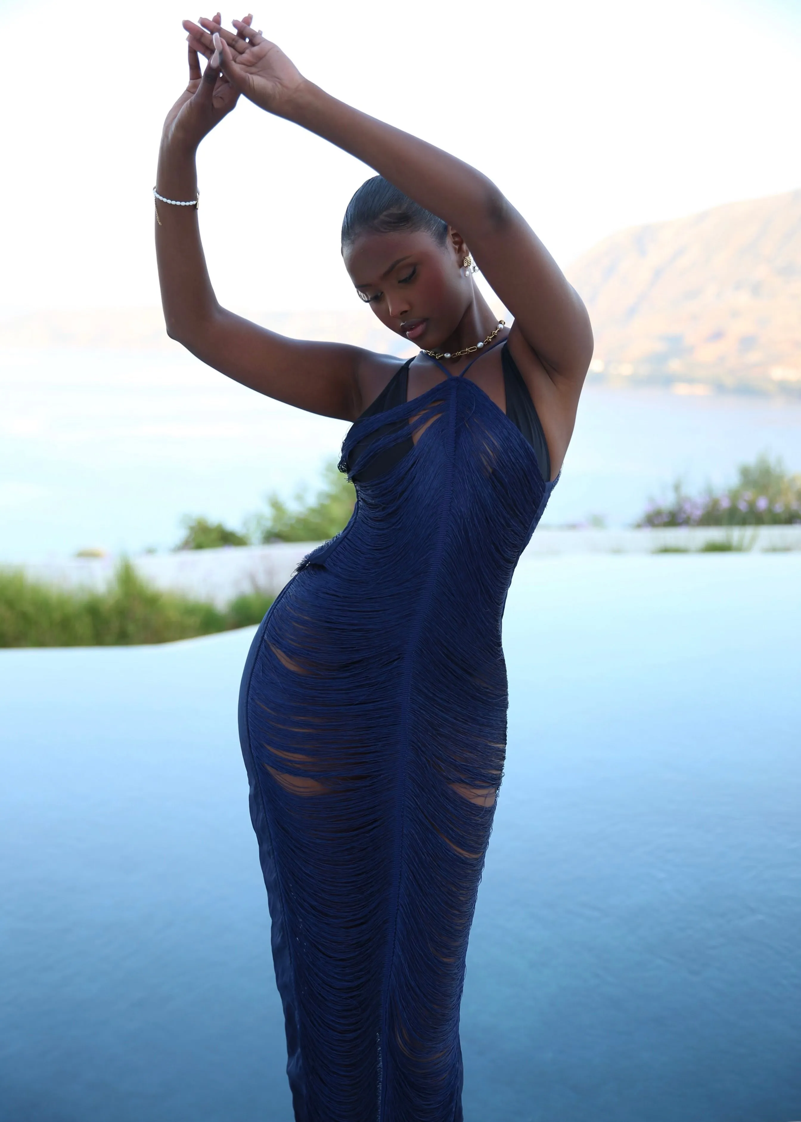 THE BLUE TASSEL MAXI DRESS