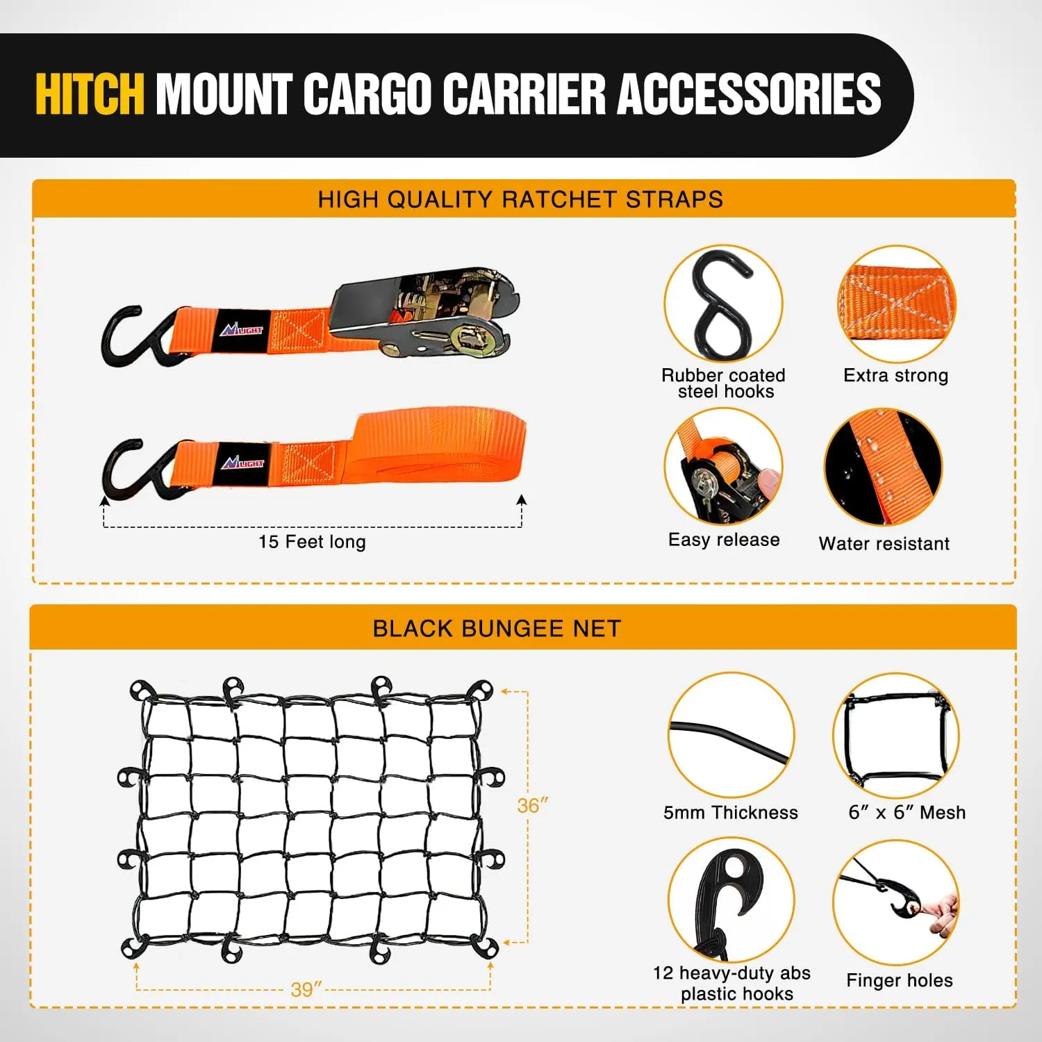 Universal Roof Rack Cargo Basket 43in x 39in x 6in With Cargo Net Ratchet Straps Luggage Holder