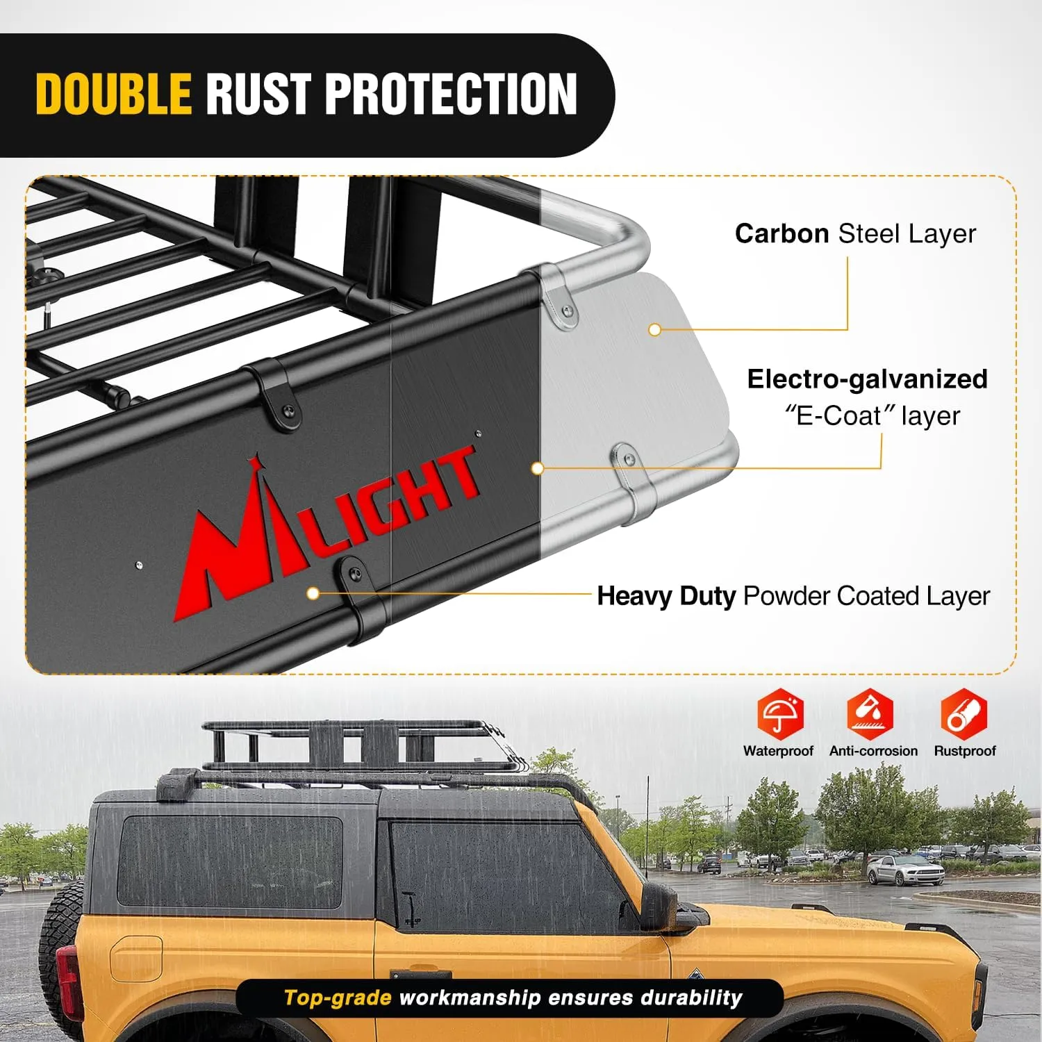 Universal Roof Rack Cargo Basket 43in x 39in x 6in With Cargo Net Ratchet Straps Luggage Holder