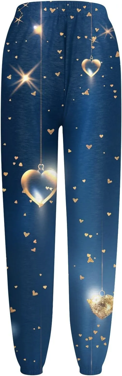 Valentine's Day Sweatpants for Women with Pockets Loose Stretch Lounge Pants Comfy Drawstring Workout Jogging Pants