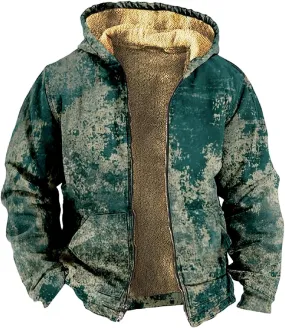 Winter Coats For Men With Hood Fleece Lined Zipper Graphic Coat Motorcycle Heavy Big And Tall Jacket