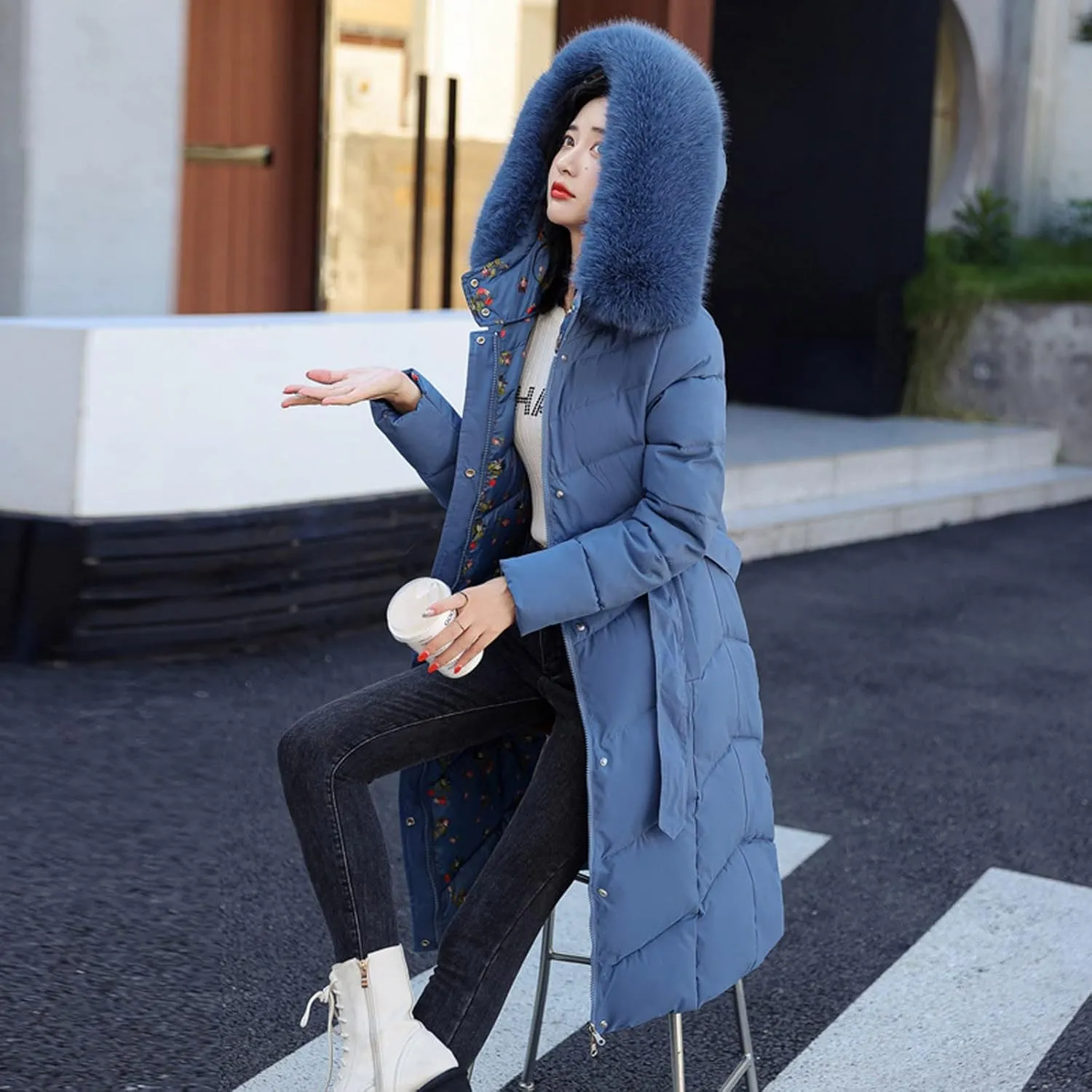 Womens Long Puffer Coat Packable Down Coat Ultralight Parkas Jacket Oversized Water-Resistant Thicken Hooded Quilted Coat